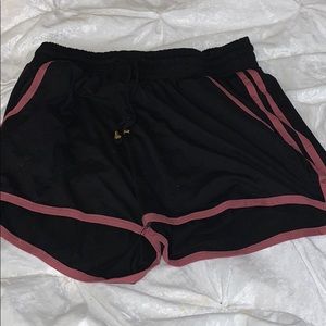Black & Dark Pink Active Shorts